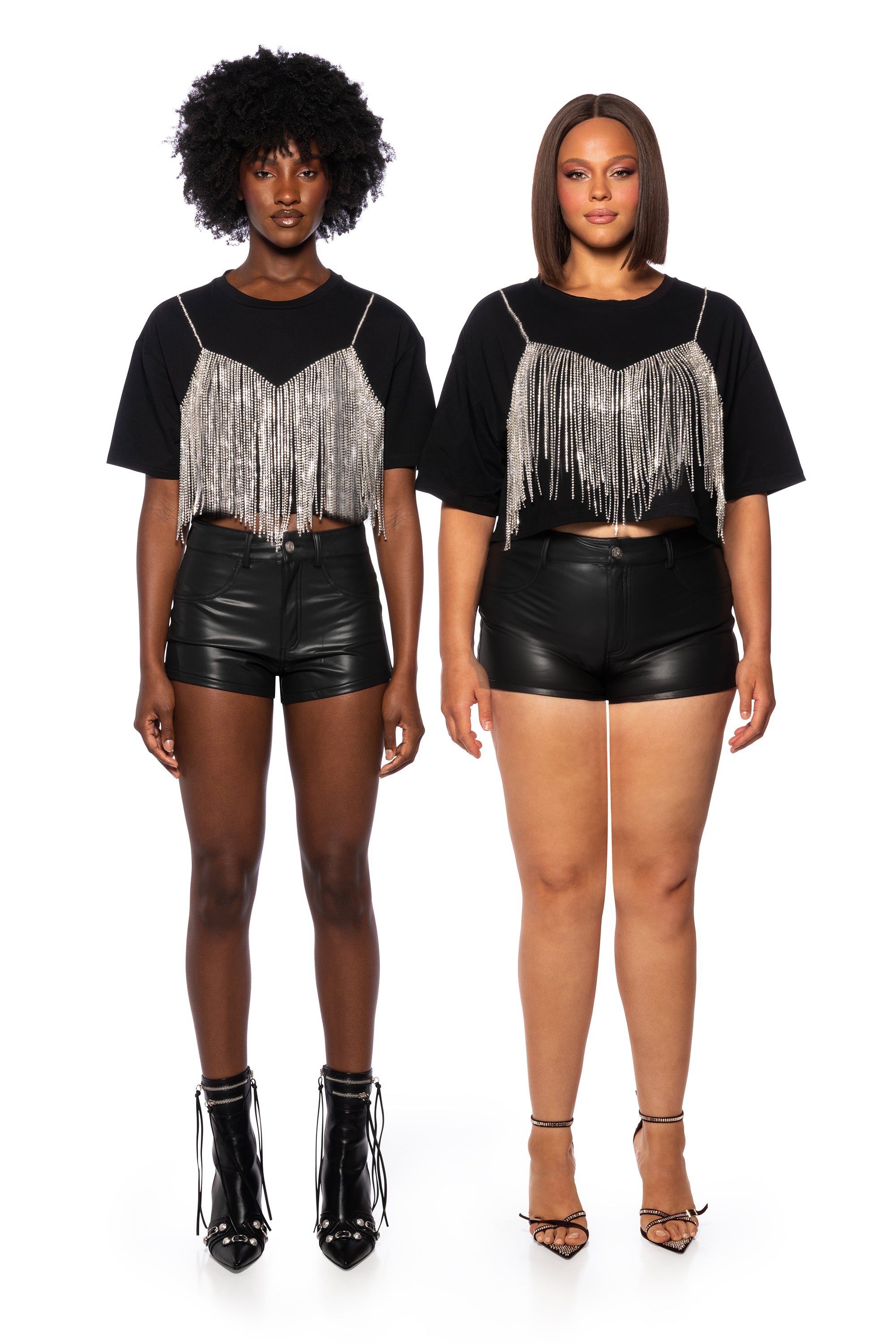 Extra View Chrome Dancer Rhinestone T-shirt In Black