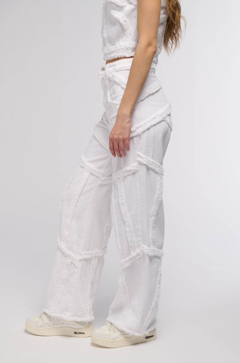 Side View Ciara Distressed Wide Leg Jeans