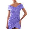 Front View Cielo Off The Shoulder Ruched Faux Leather Mini Dress