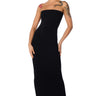 Front View Cinch Me In Knit Tube Maxi Dress In Black