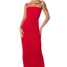 Front View Cinch Me In Knit Tube Maxi Dress In Red