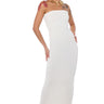 Front View Cinch Me In Knit Tube Maxi Dress In White