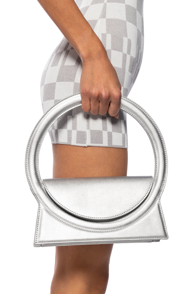 Front View Circle Of Life Silver Purse