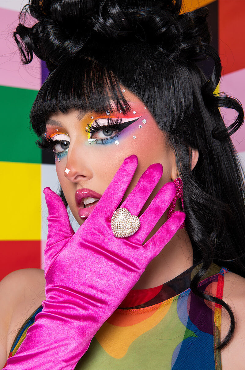 Front View Circle Rhinestone Cocktail Ring