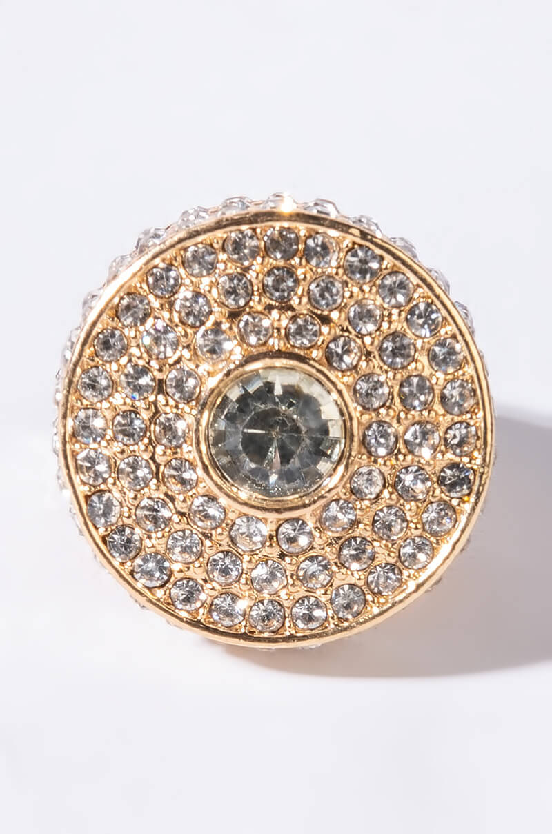 Side View Circle Rhinestone Cocktail Ring