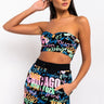 Front View City Girl Cropped Tube Top in Black Multi