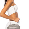 Front View City Girl Rhinestone Embellished Clutch In Silver