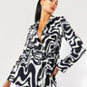 Front View City Girl Swirly Open Back Blazer