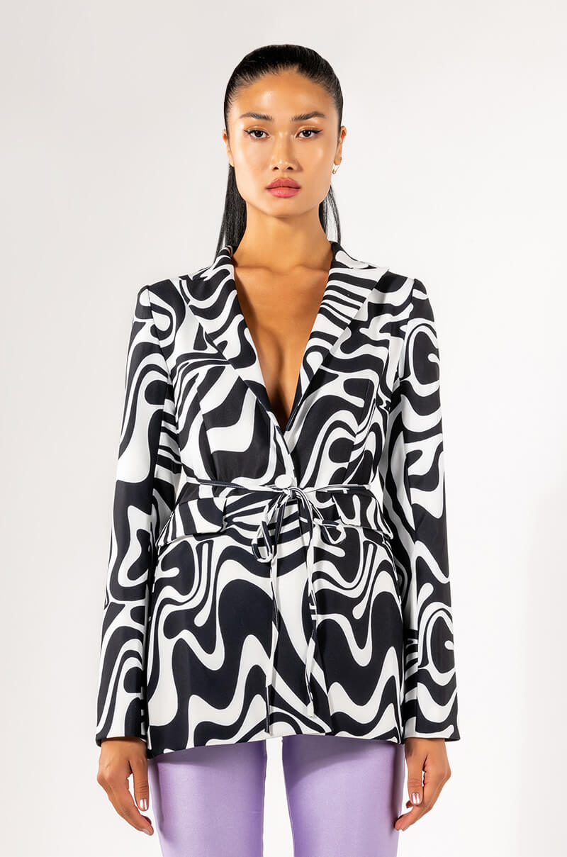 Side View City Girl Swirly Open Back Blazer