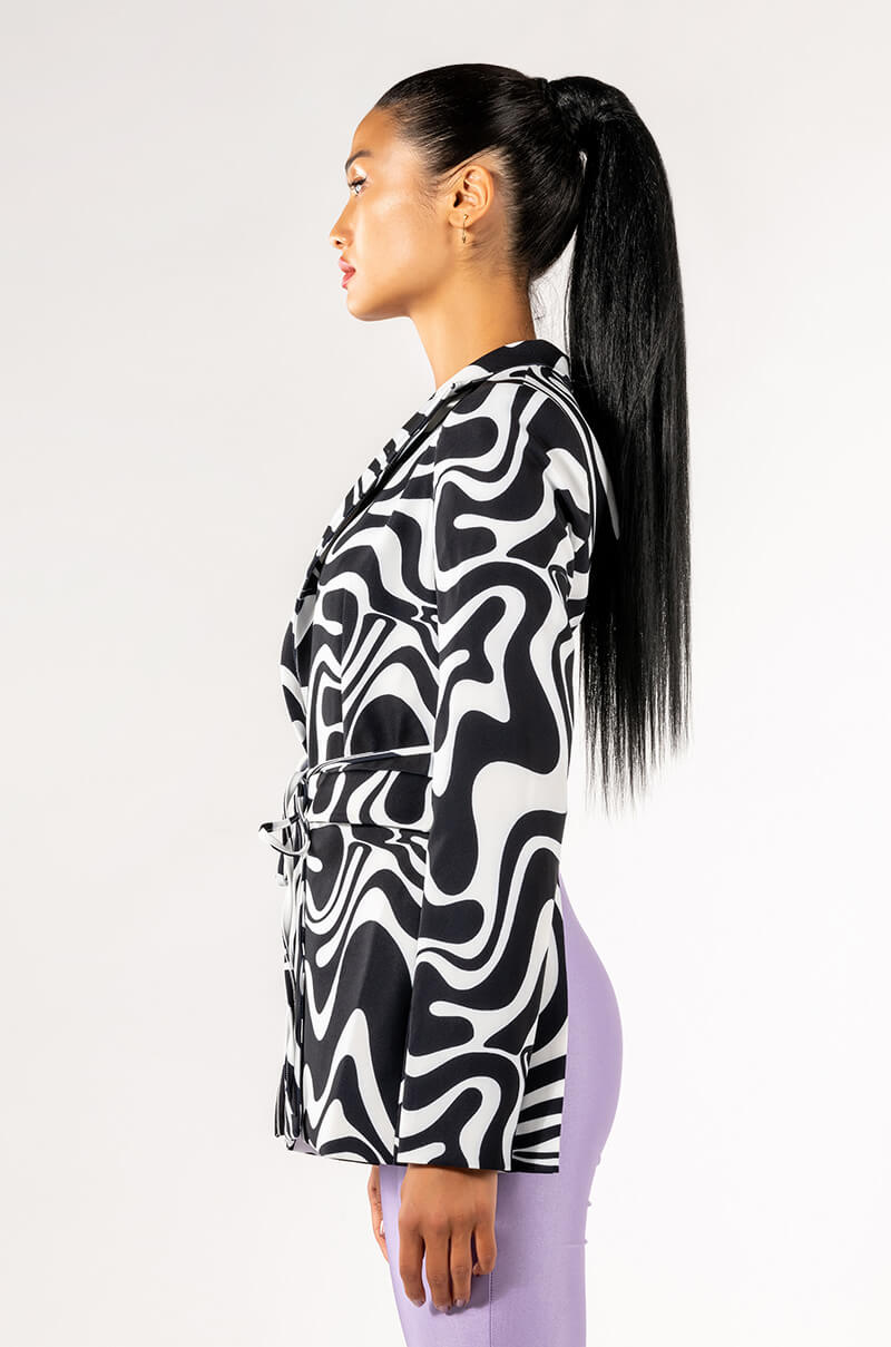 Back View City Girl Swirly Open Back Blazer