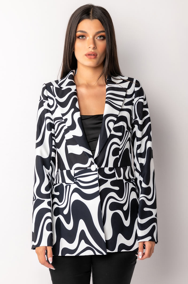 Detail View City Girl Swirly Open Back Blazer