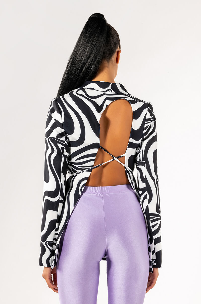 Detail View City Girl Swirly Open Back Blazer