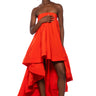 Front View Clara Strapless High Low Maxi Dress