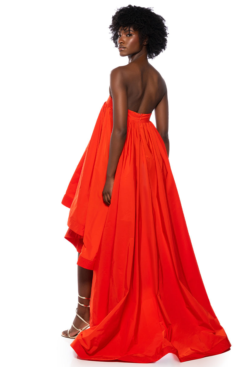 Side View Clara Strapless High Low Maxi Dress