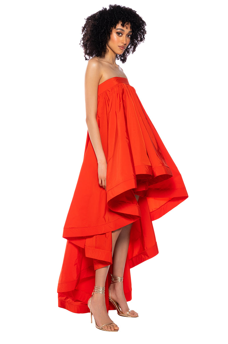 Detail View Clara Strapless High Low Maxi Dress