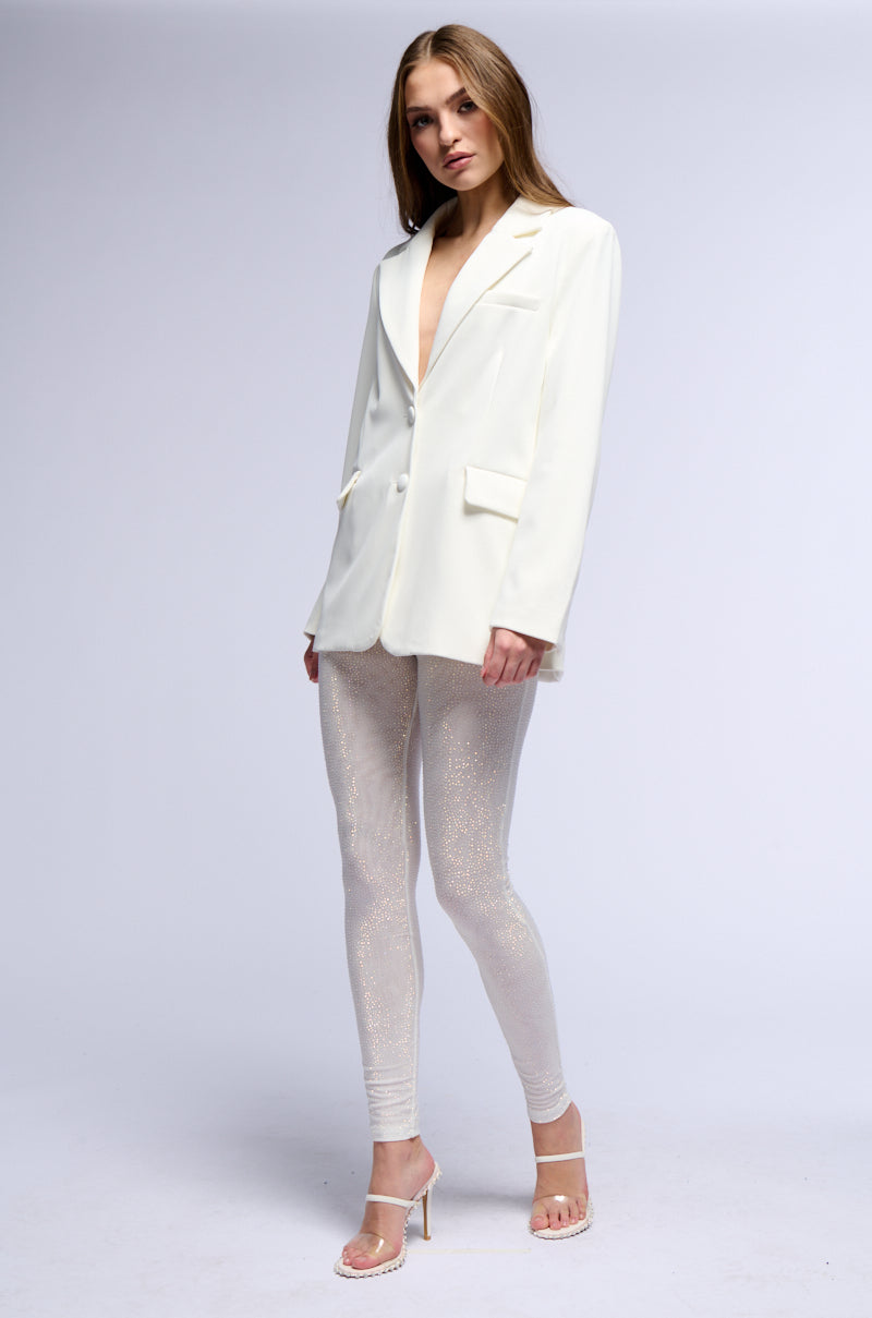 Side View Clarissa Embellished Mesh Leggings In White 1