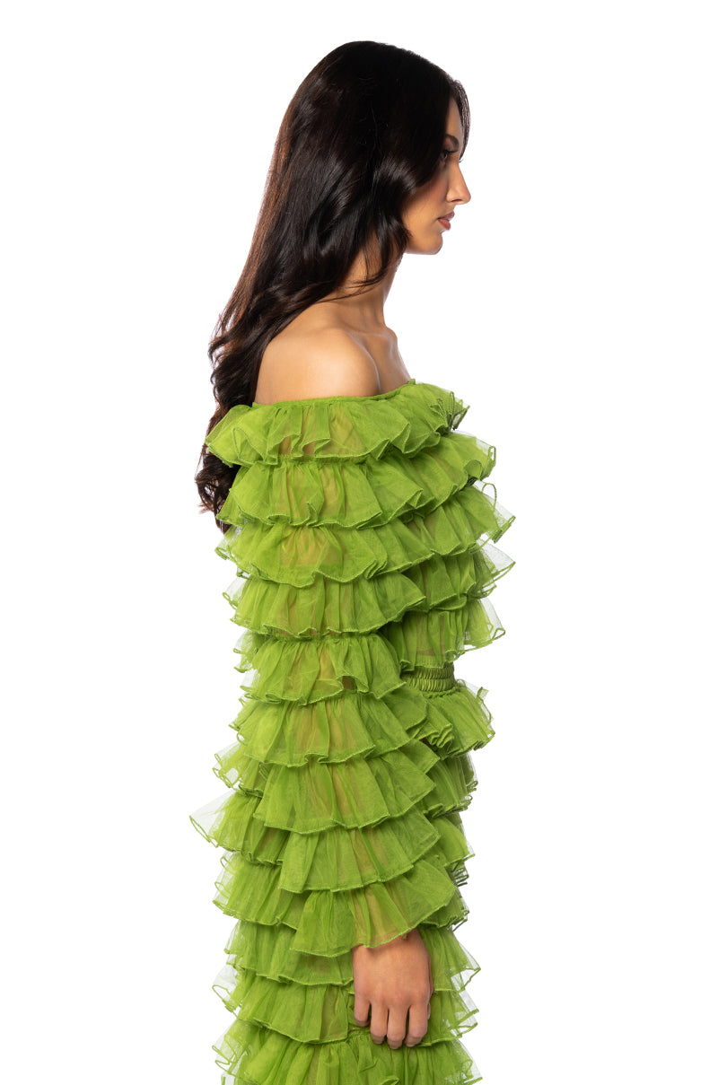Back View Clarity Ruffled Off The Shoulder Blouse