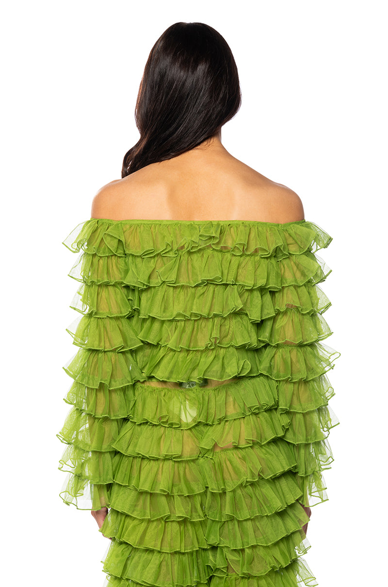 Detail View Clarity Ruffled Off The Shoulder Blouse