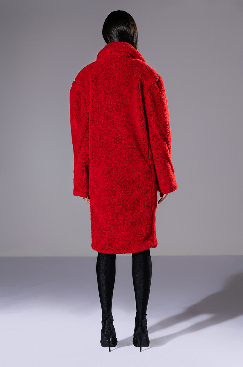 Detail View Classic Teddy Trench In Red