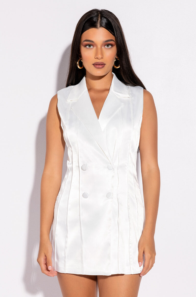 Front View Classy Connoisseur Exposed Stitch Satin Vest