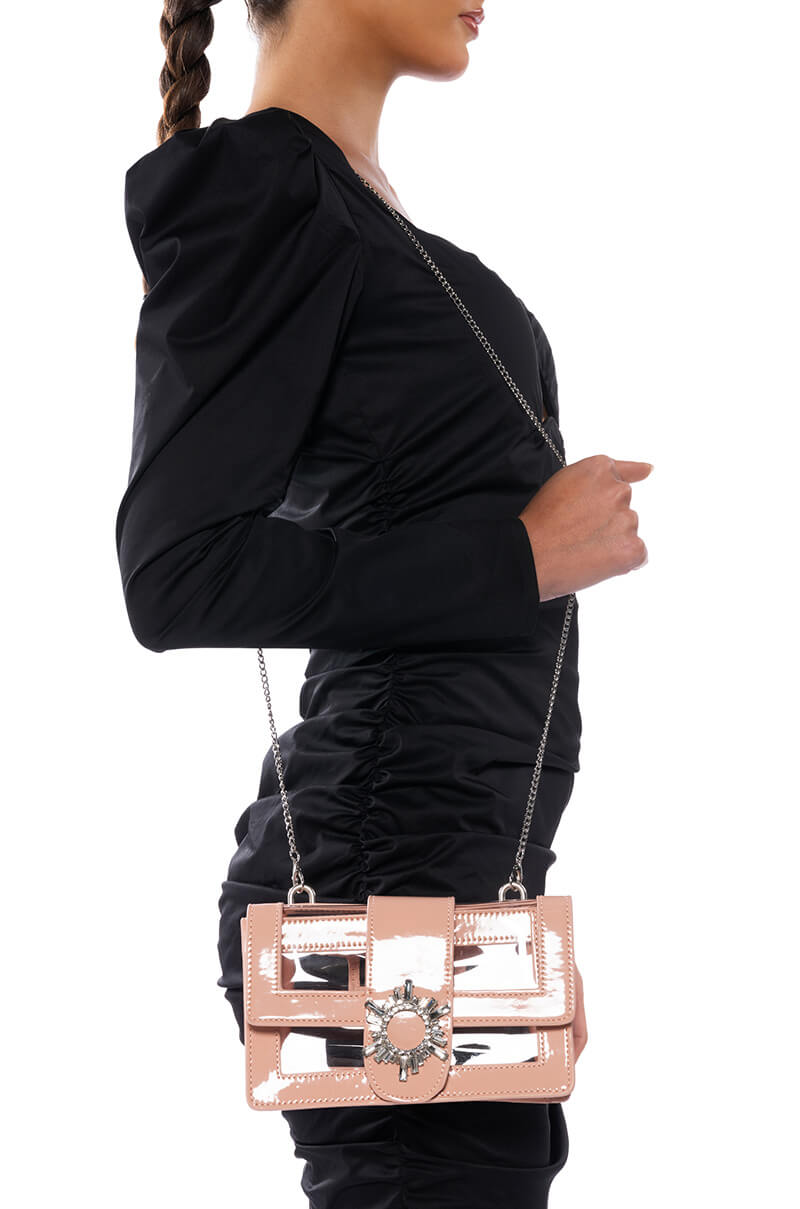 CLEAR NUDE EMBELLISHED PURSE view 0