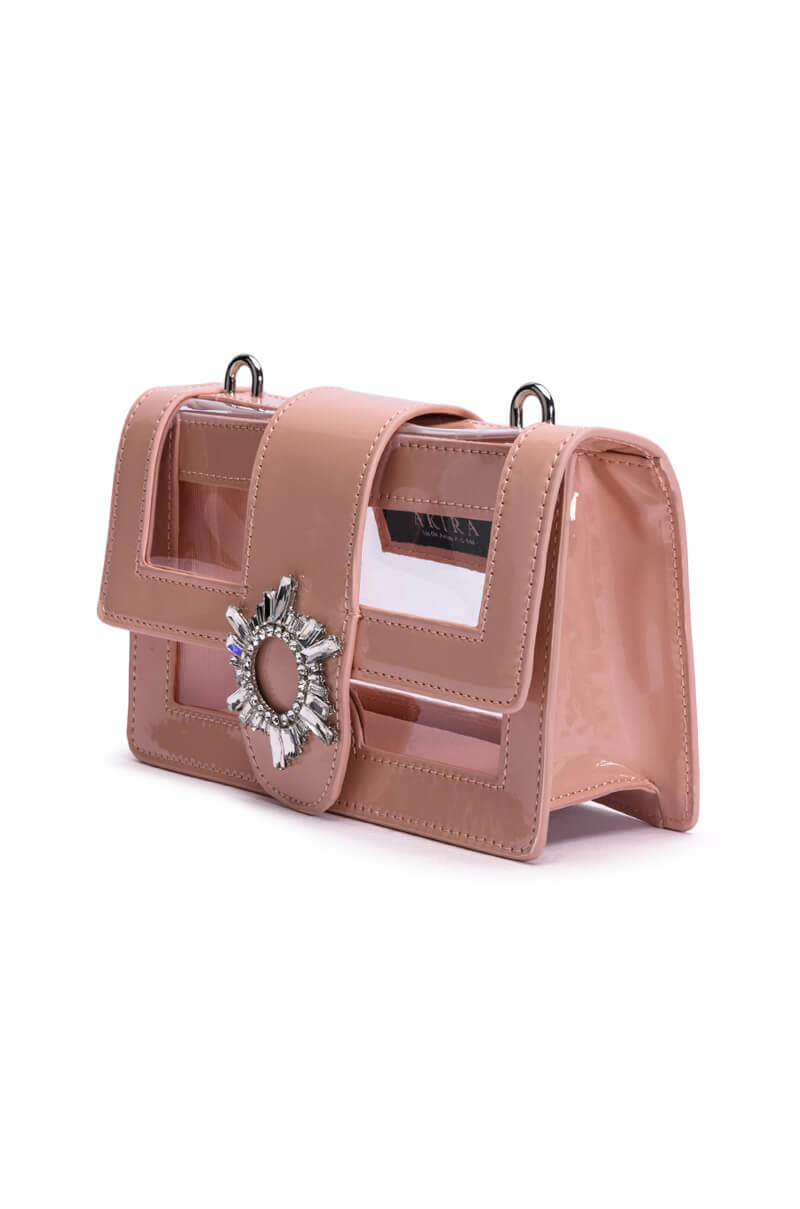 Full View Clear Nude Embellished Purse