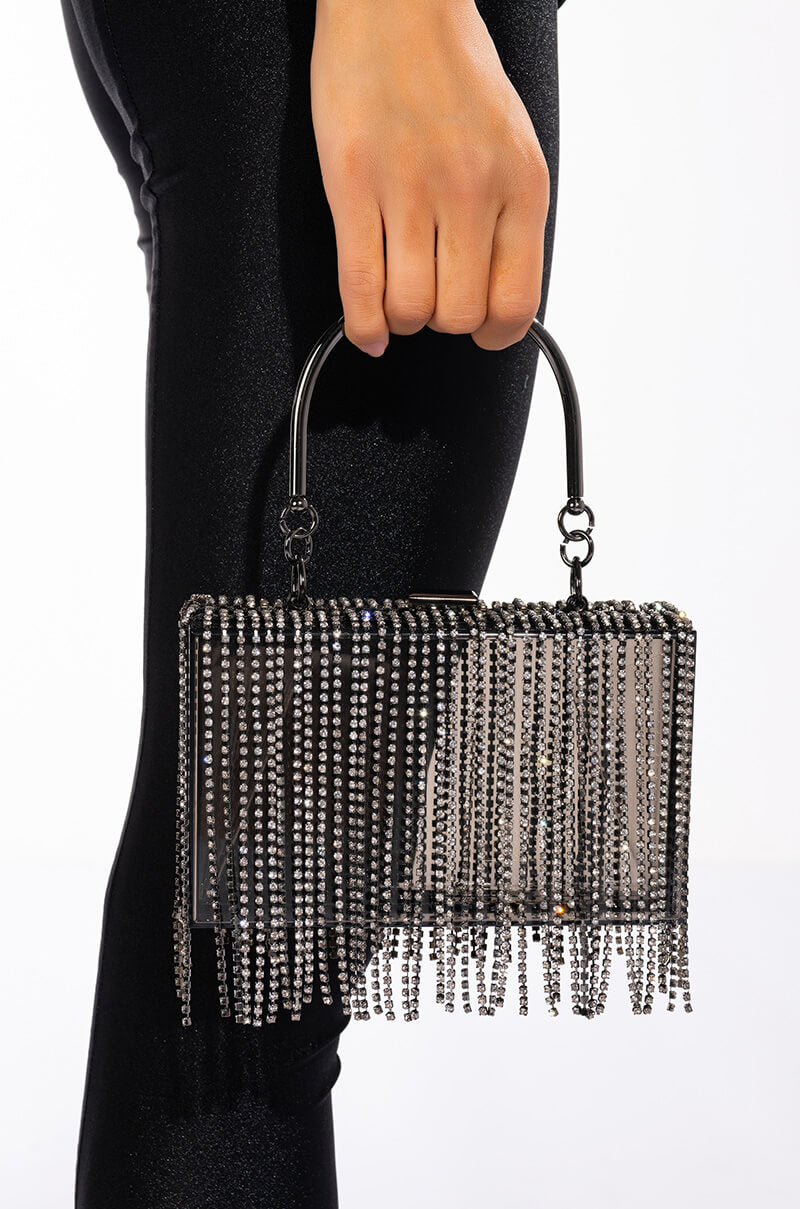 Front View Clear Tings Bling Clutch Bag