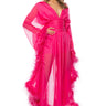 Front View Clementine Feather Trim Maxi Dress