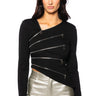 Front View Cleo Asymmetrical Zipper Detail Top