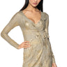 Front View Cleo Metallic Wrap Mini Dress