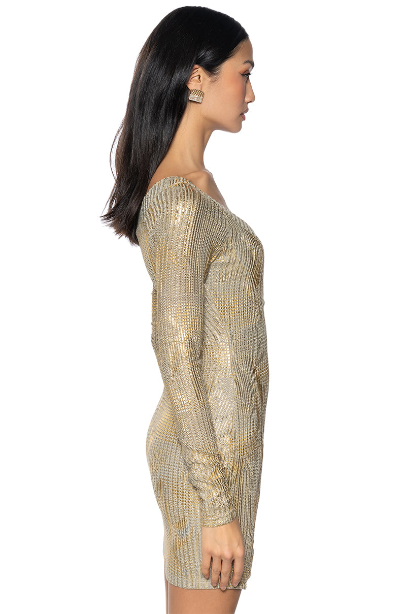 CLEO METALLIC WRAP MINI DRESS AKIRA CLEO METALLIC WRAP MINI DRESS AKIRA