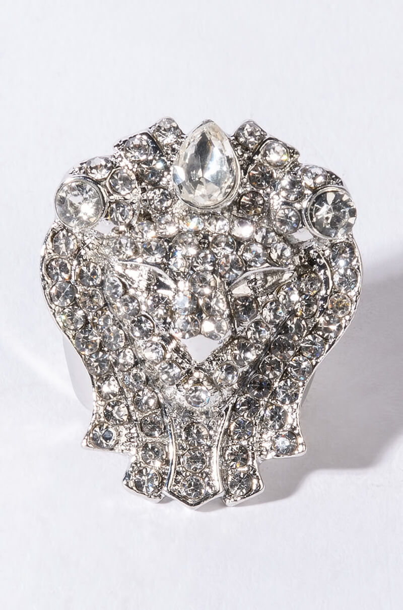 Side View Cleo Rhinestone Cocktail Ring