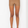 Front View Club High Waisted Pleather Shorts in Light Brown