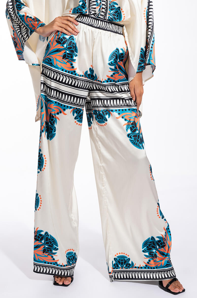 Front View Coastal Living Oversized Satin Wide Leg Pant