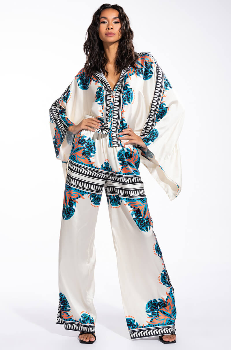 Side View Coastal Living Oversized Satin Wide Leg Pant
