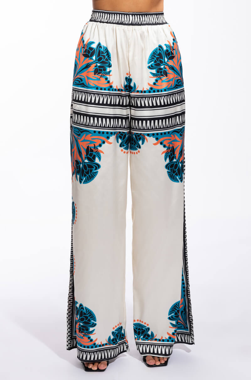 Back View Coastal Living Oversized Satin Wide Leg Pant
