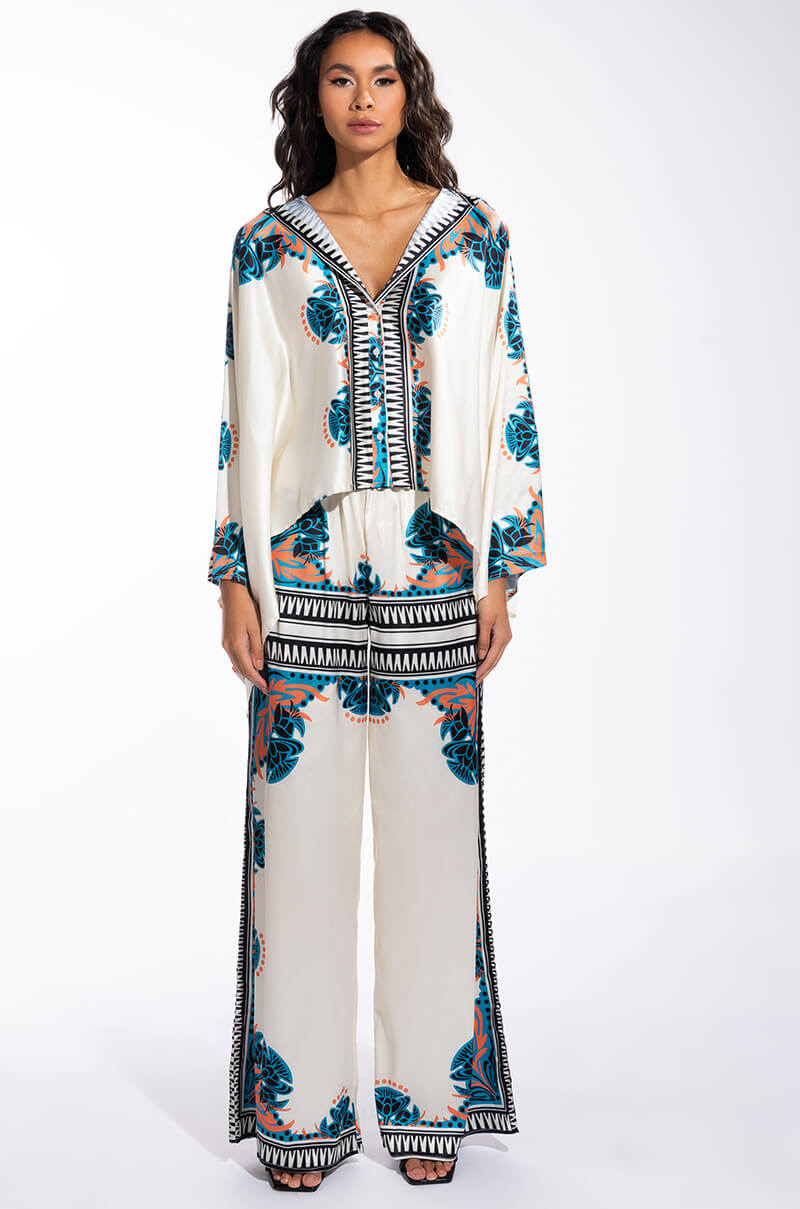 Extra View Coastal Living Oversized Satin Wide Leg Pant