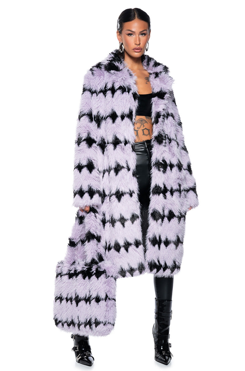 Front View Coco Faux Fur Longline Coat