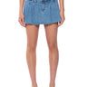 Front View Coco Pleated Micro Mini Denim Skirt