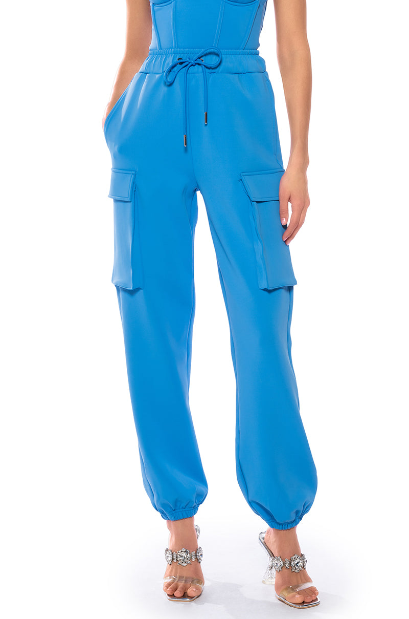 Front View Cocoa Butter Scuba Jogger In Blue