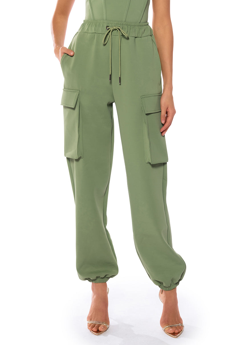 Front View Cocoa Butter Scuba Jogger In Green
