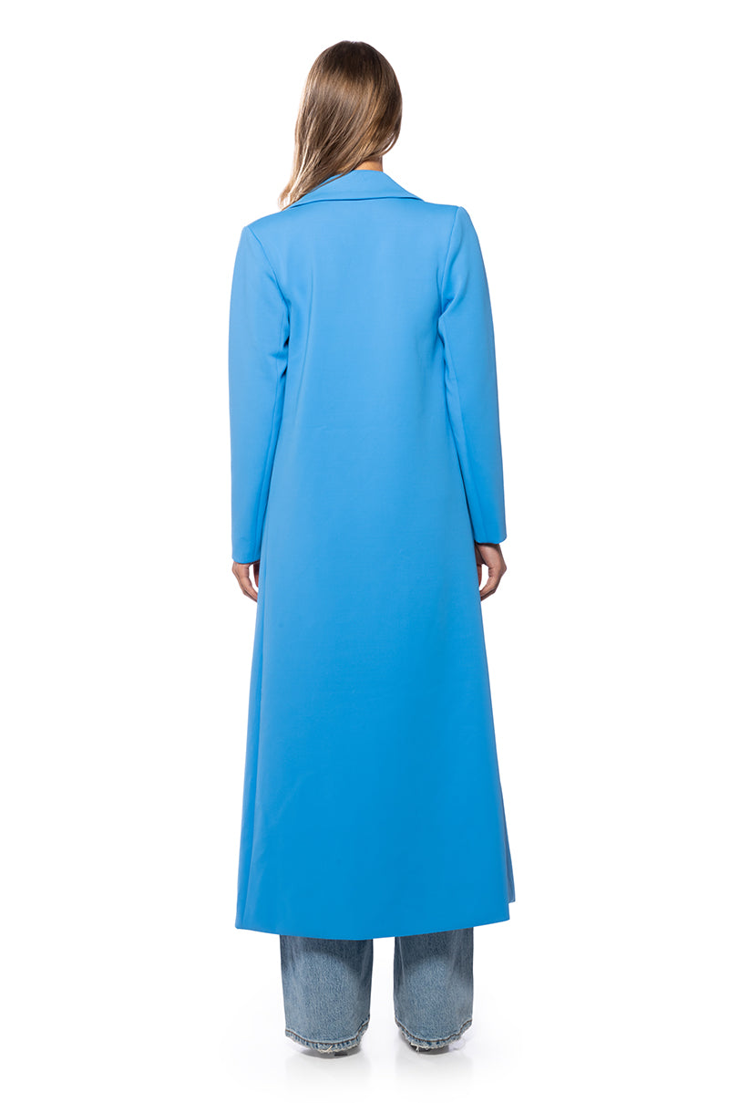 Detail View Cocoa Butter Scuba Trench In Blue 6