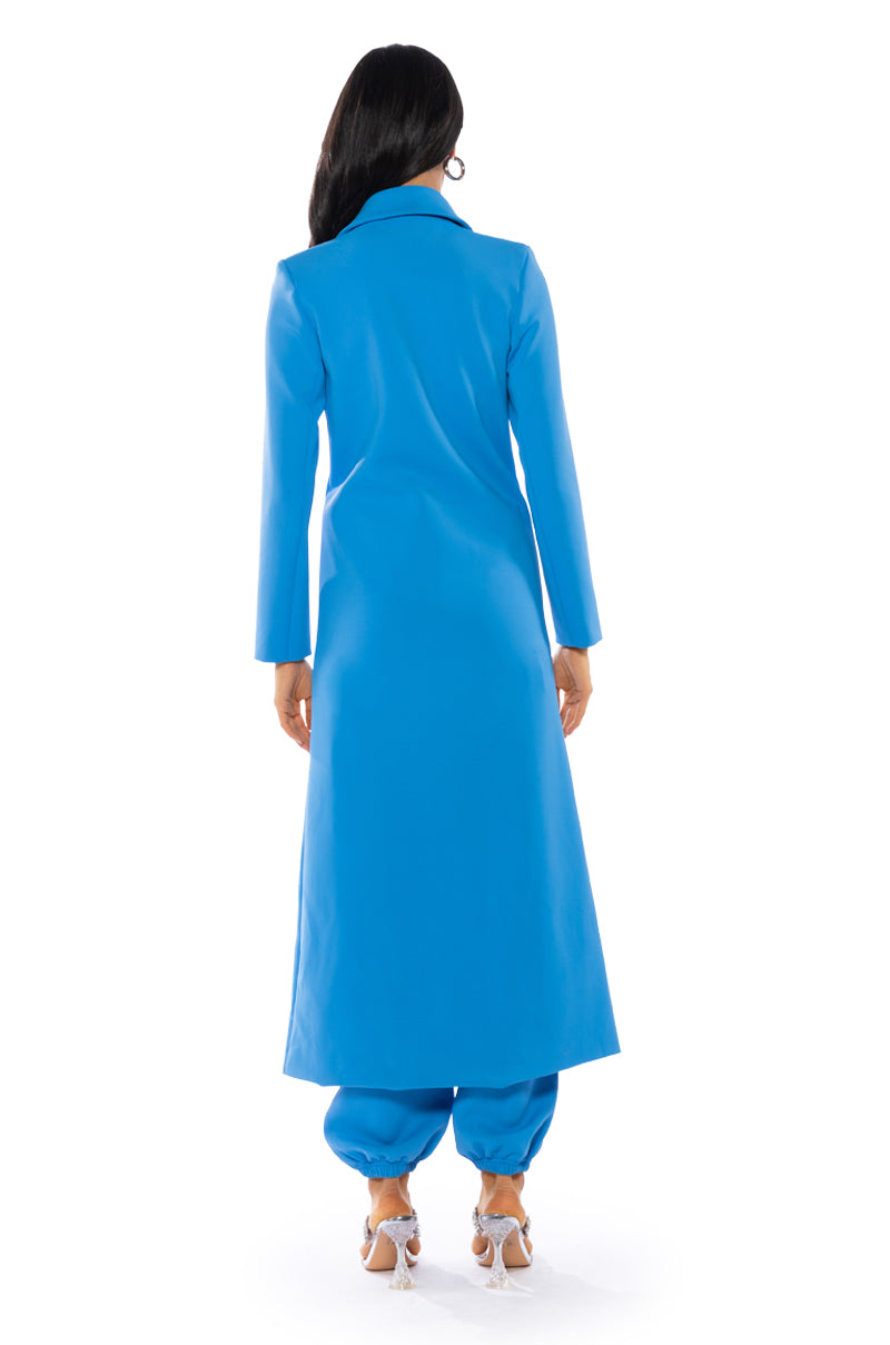 Extra View Cocoa Butter Scuba Trench In Blue 11