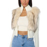 Front View Coldest Winter Zip Up Faux Fur Trim Knit Sweater