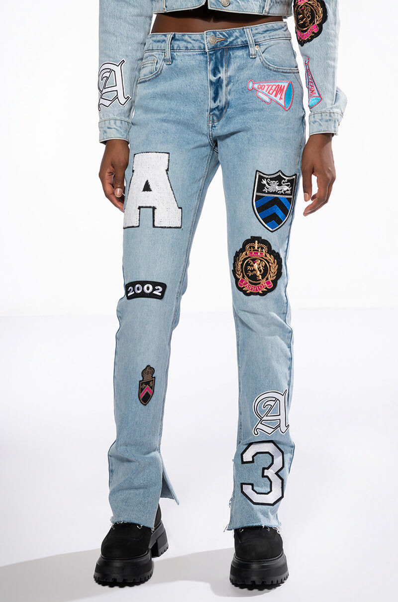 Front View Collegiate Out Of Your League High Rise Straight Leg Jean view 1