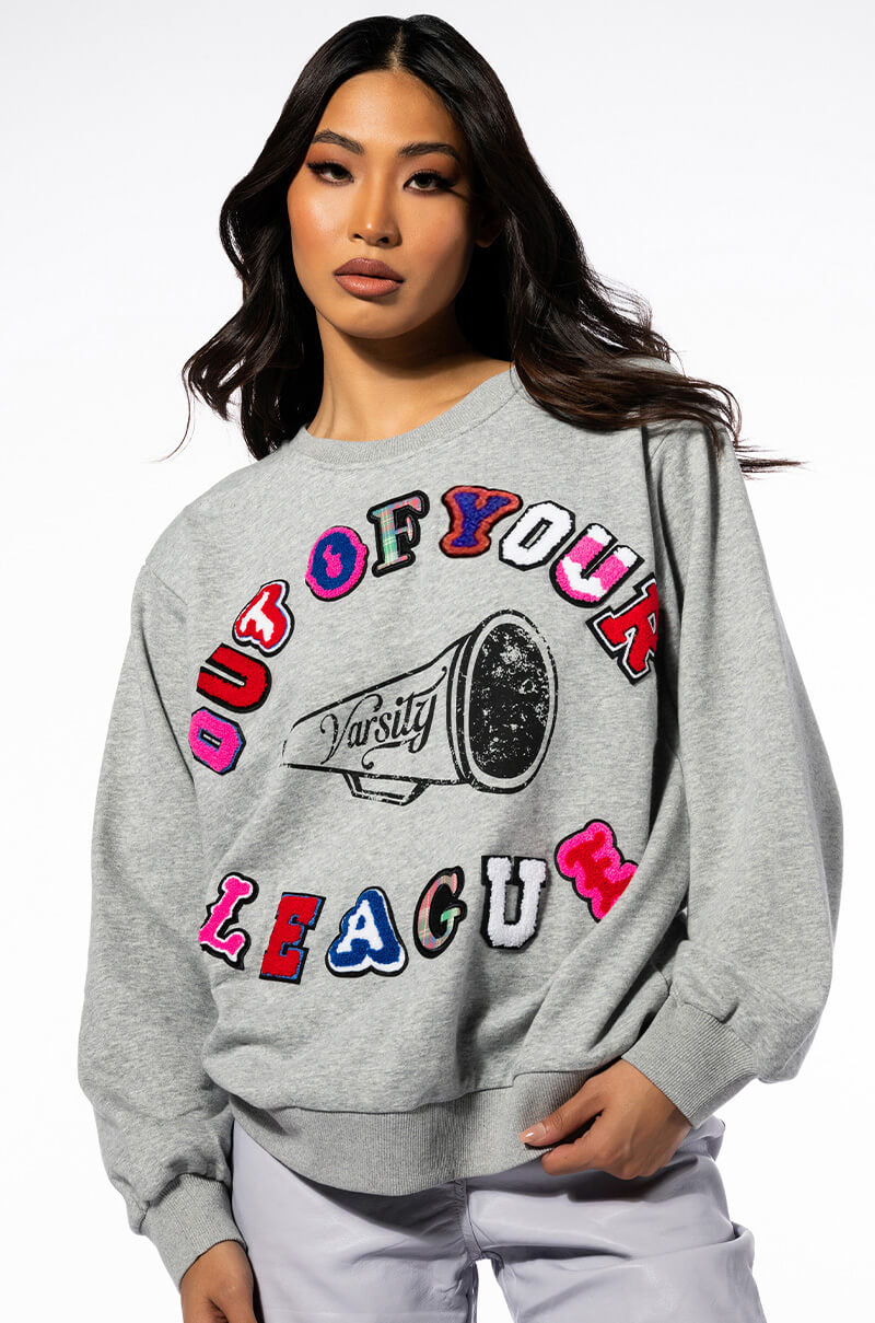 Front View Collegiate Varsity Blues Crew Neck Sweatshirt