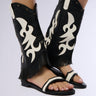 Front View Collins Black Gladiator Flat Western Sandal