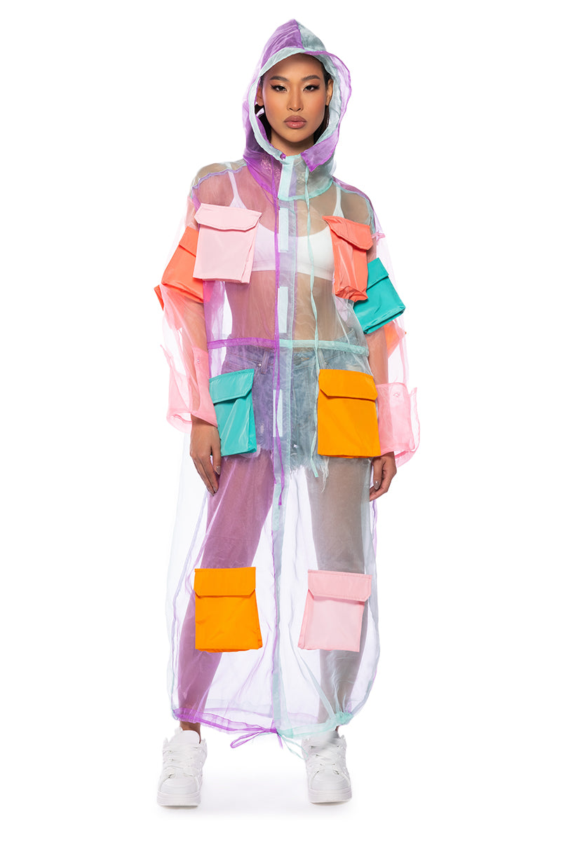 Side View Color Block Pocket Duster