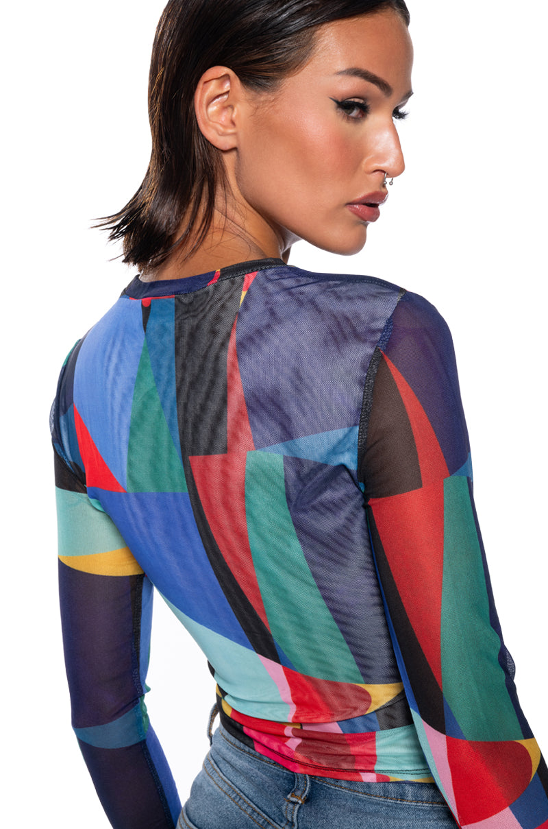 Extra View Color Me Pretty Long Sleeve Mesh Top 5