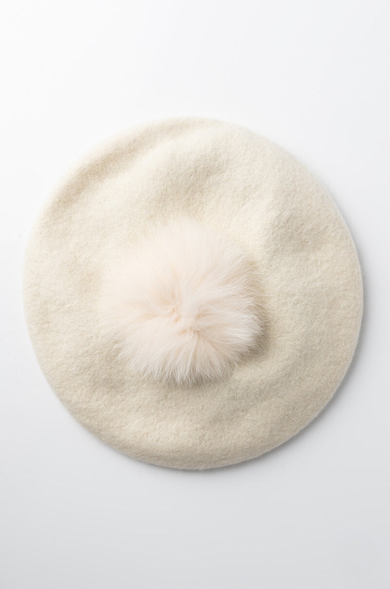 Back View Color Pop Faux Fur Beret view 2